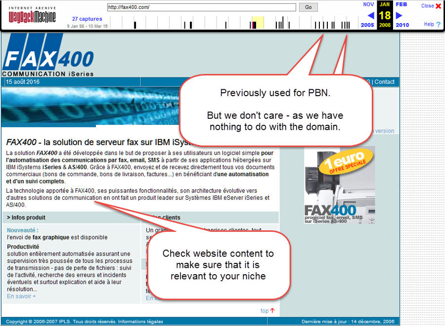 Fax400.com Wayback Archive Screenshot