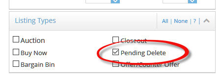 Listing types widget - Pending deletes only