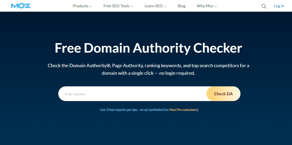 Moz domain authority checker