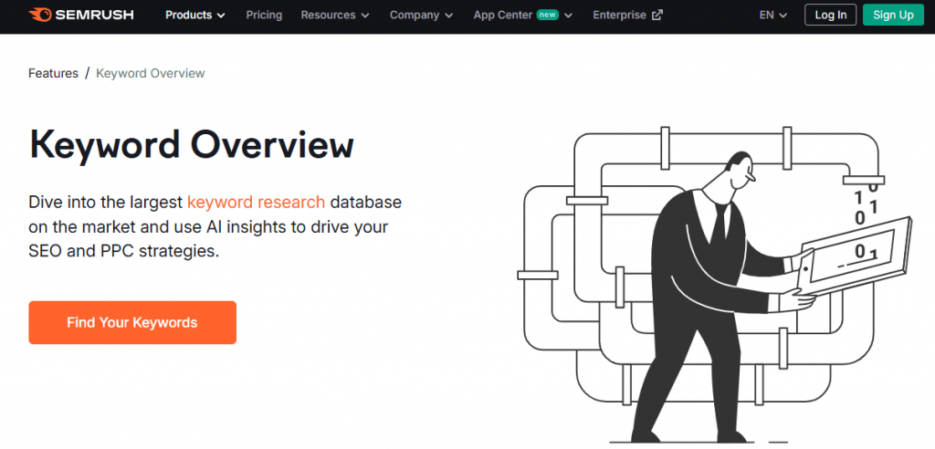 SEMrush keyword overview tool