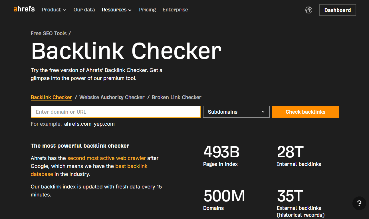 Ahrefs Free Backlink Checker Tool