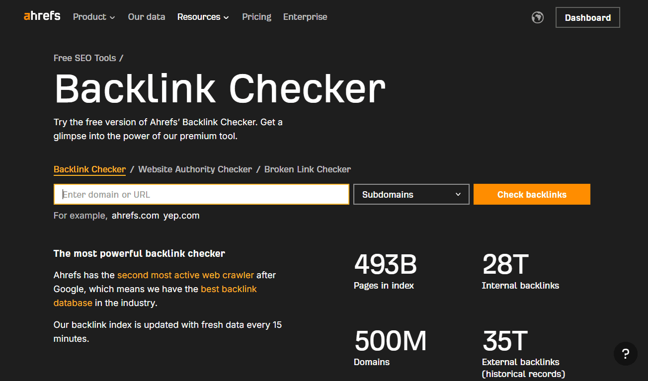Ahrefs Backlink Checker