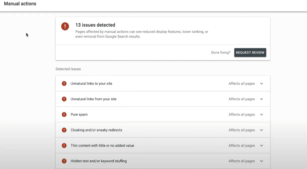 Removing spammy links via manual actions in Google Search Console